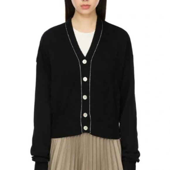 Black cardigan with opal color button - Picture 1 of 4